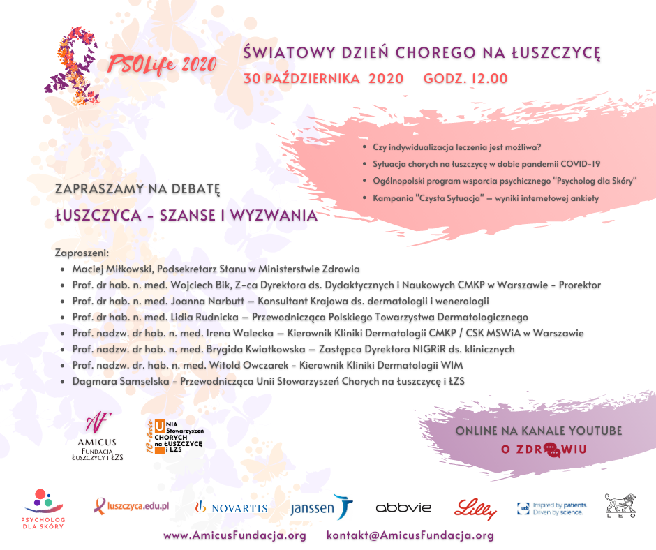 Debata z okazji Światowego Dnia Chorego na Łuszczycę – 30.10.2020